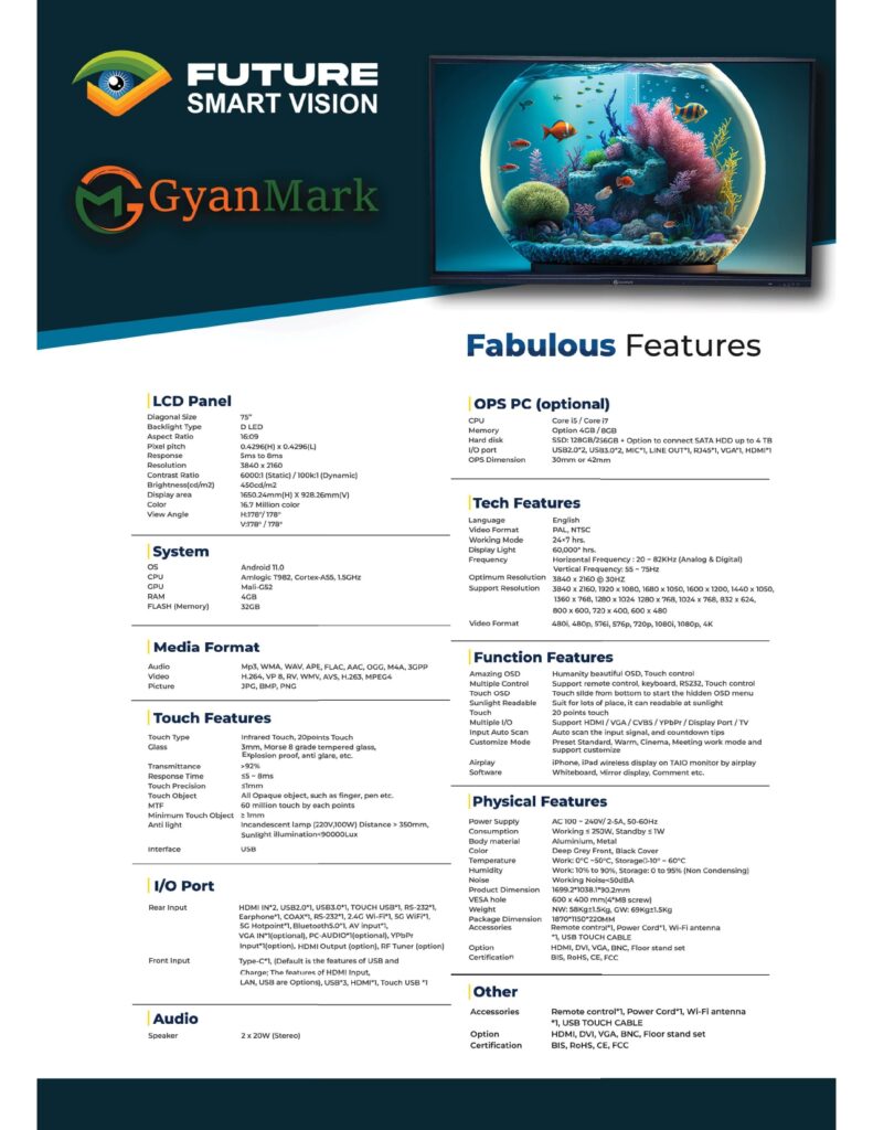 GyanMark Digital Board Specification